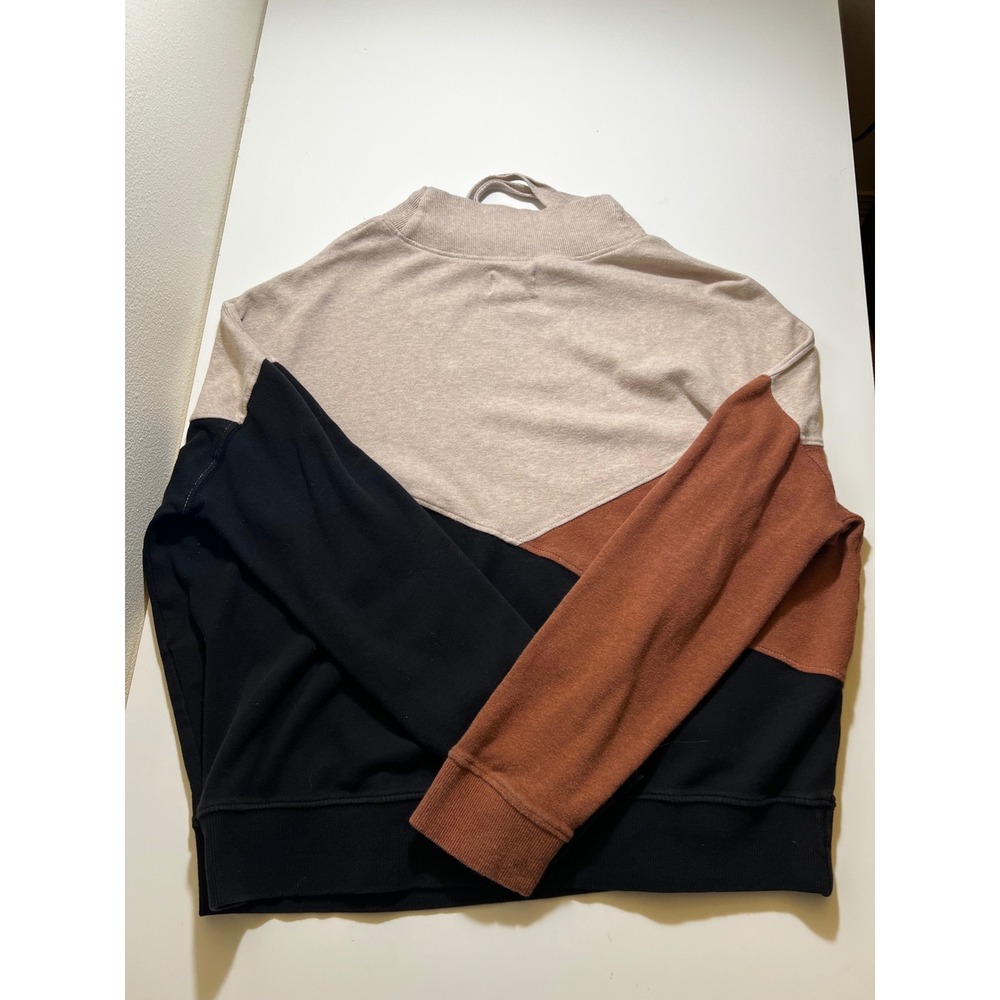 Pact Womens Organic Cotton Colorback Sweatshirt L Pullover Funnel Neck Chevron - Picture 5 of 5